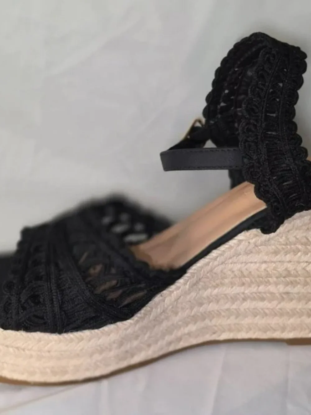 Black Wedge Sandals